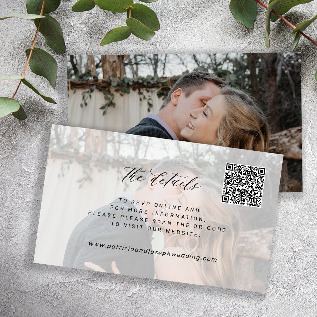 Wedding website QR CODE minimal photo details Enclosure Card (Creator Uploaded)
