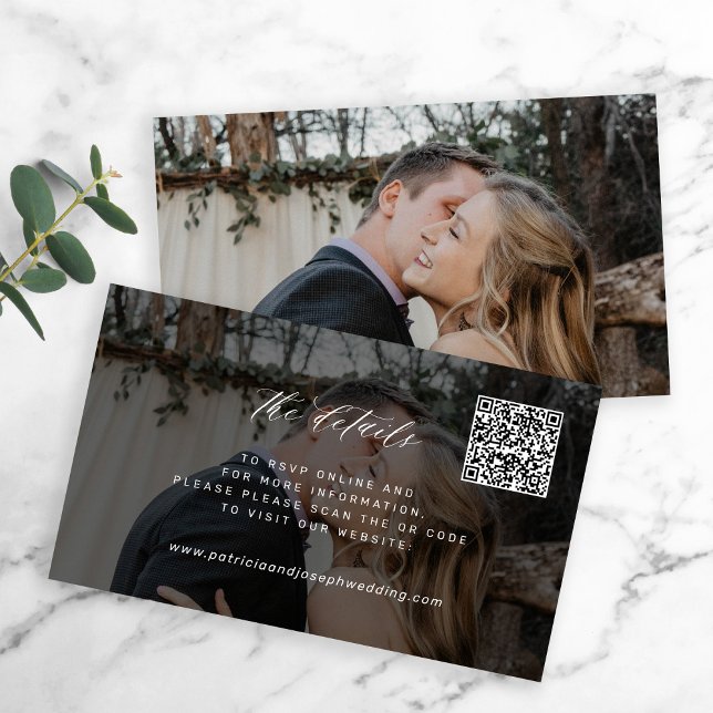 Wedding website QR CODE minimal photo details Enclosure Card (This is a small card - bigger sizes available)