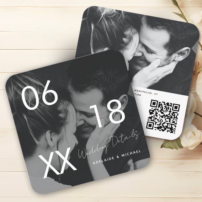 Wedding Website QR Code Minimal Photo Wedding RSVP Enclosure Card (Creator Uploaded)