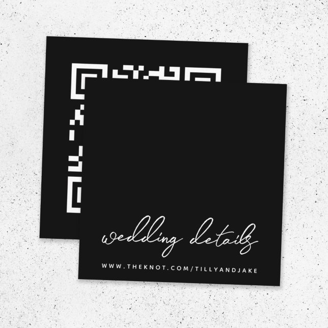 Wedding Website | QR Code Minimalist Black RSVP Enclosure Card (Direct guests seamlessly to your wedding website using this smart minimal enclosure card)