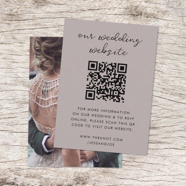 Wedding Website | QR Code Minimalist Photo RSVP Enclosure Card (Creator Uploaded)
