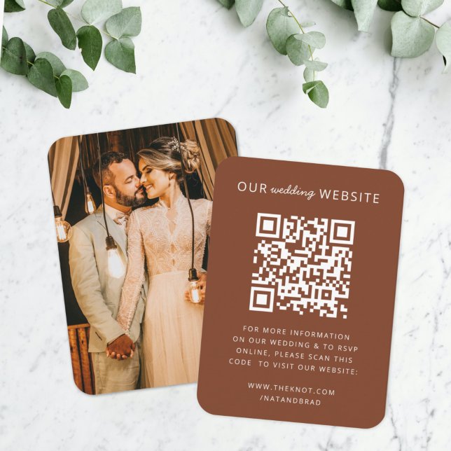 Wedding Website | QR Code Minimalist Photo RSVP Enclosure Card (Direct guests seamlessly to your wedding website using this QR code photo enclosure card)