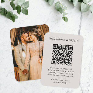 Wedding Website   QR Code Minimalist Photo RSVP Enclosure Card