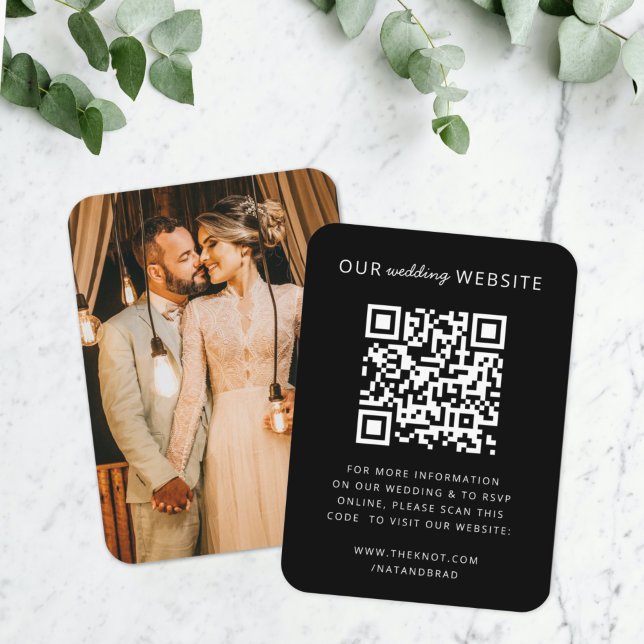 Wedding Website | QR Code Minimalist Photo RSVP Enclosure Card (Direct guests seamlessly to your wedding website using this QR code photo enclosure card)