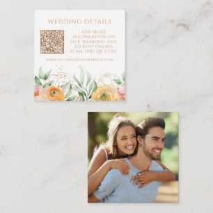 Wedding Website QR Code Photo Floral RSVP Enclosure Card