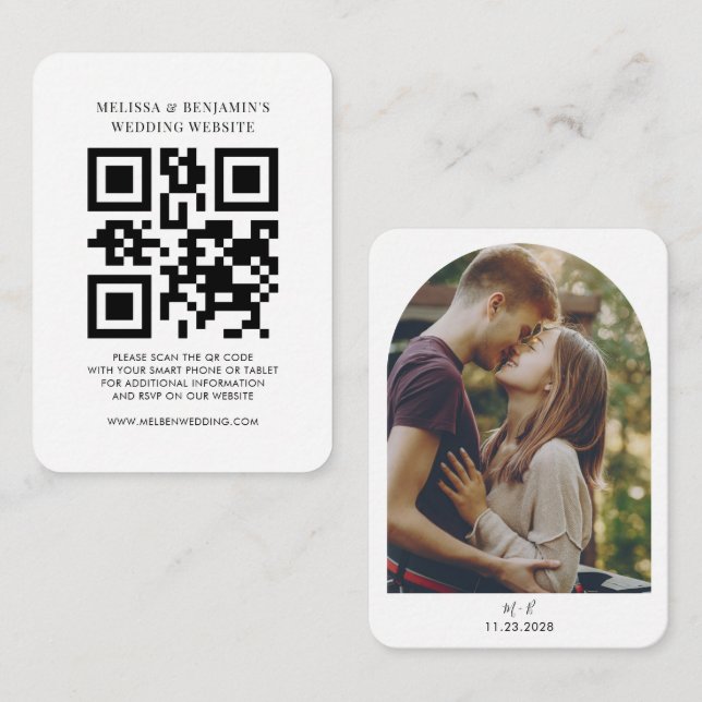 Wedding Website QR Code Photo RSVP Enclosure Card (Front/Back)