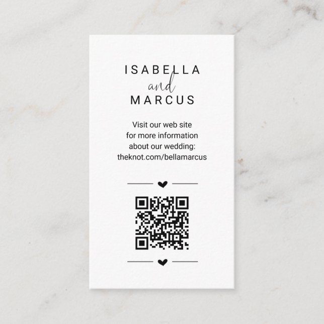 Wedding Website QR Code - Registry Details RSVP Enclosure Card (Front)