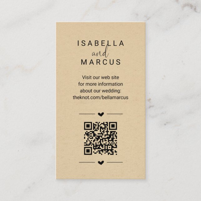 Wedding Website QR Code - Registry Details RSVP Enclosure Card (Front)