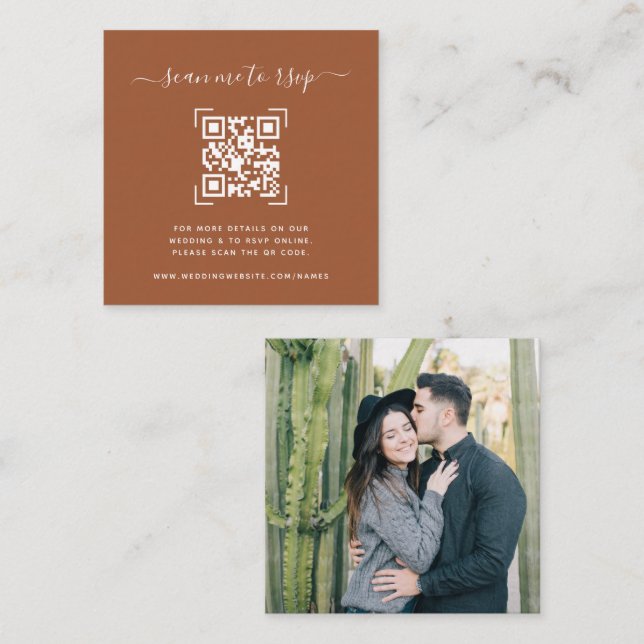 Wedding Website | QR Code Scan Photo  Enclosure Card (Front/Back)