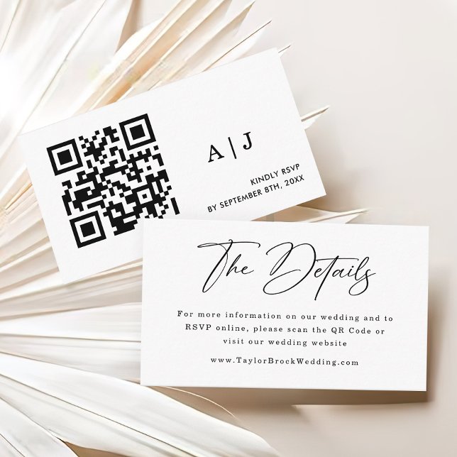Wedding Website | QR Code Wedding RSVP  Enclosure Card (Creator Uploaded)