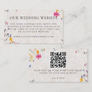 Wedding Website QR Code Wildflower Garden Blush Enclosure Card