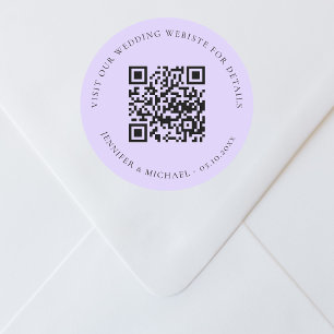 Wedding website QR details information rsvp violet Classic Round Sticker