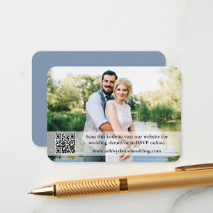 Wedding Website QR Overlay Photo Dusty Blue Enclosure Card