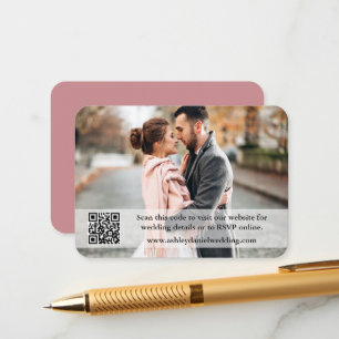 Wedding Website QR Overlay Photo Dusty Rose Enclosure Card