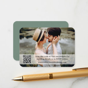 Wedding Website QR Overlay Photo Sage Green Enclosure Card