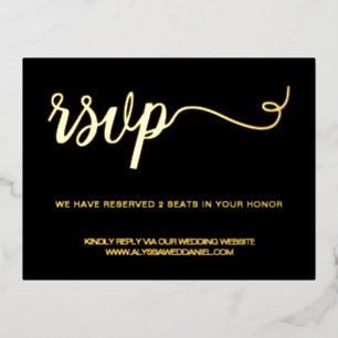 Wedding website response reserved seat Script RSVP Foil Holiday Postcard