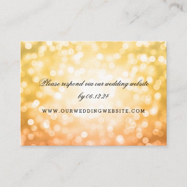 Wedding Website RSVP Autumn / Fall Glitter Lights Enclosure Card (Front)