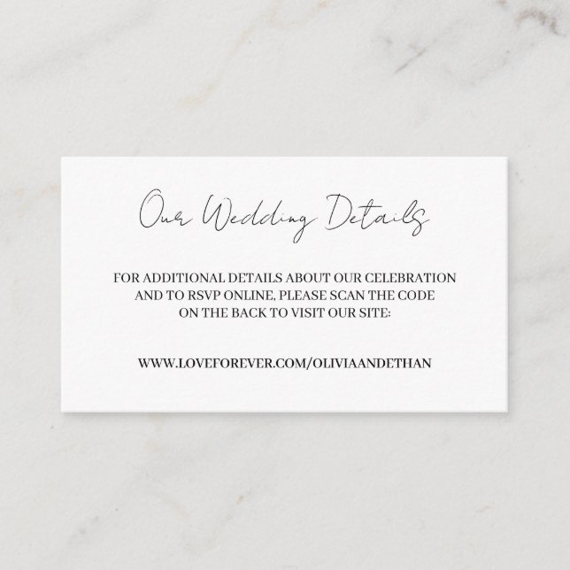 Wedding Website RSVP Enclosure Insert Card (Front)