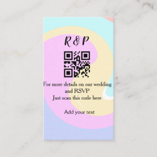 Wedding website rsvp q r code add name text business card
