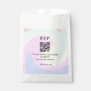 Wedding website rsvp q r code add name text favour bag