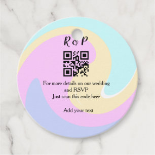 Wedding website rsvp q r code add name text favour tags