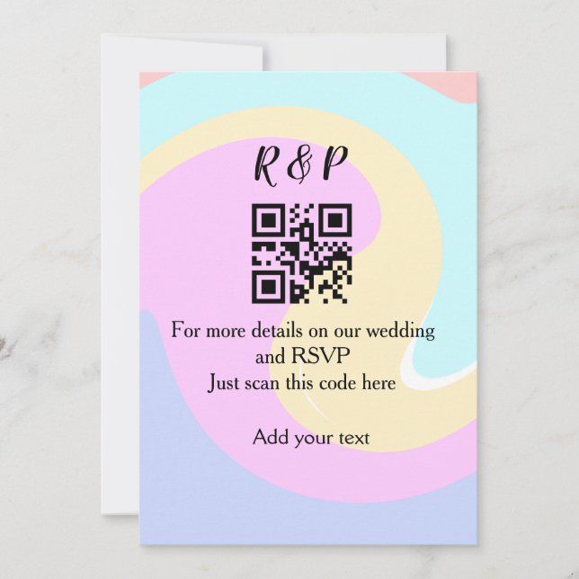 Wedding website rsvp q r code add name text  holiday card (Front)