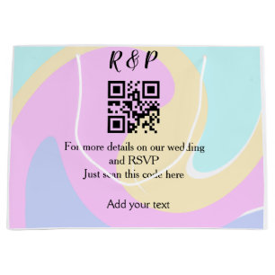 Wedding website rsvp q r code add name text large gift bag