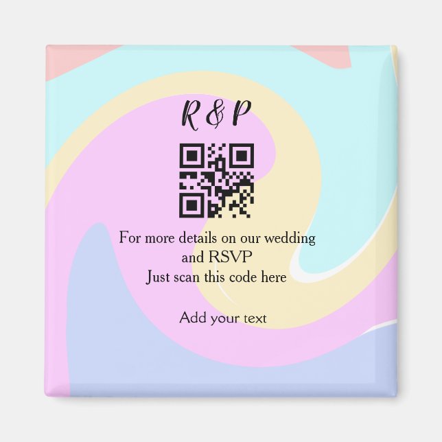 Wedding website rsvp q r code add name text  magnet (Front)