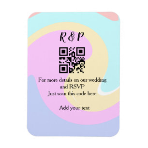 Wedding website rsvp q r code add name text  magnet