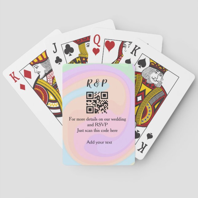 Wedding website rsvp q r code add name text  playing cards (Back)