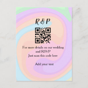 Wedding website rsvp q r code add name text postcard