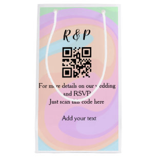 Wedding website rsvp q r code add name text small gift bag