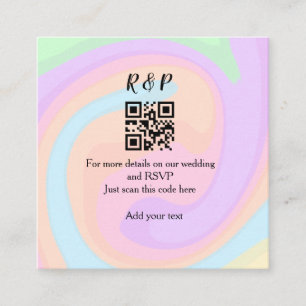 Wedding website rsvp q r code add name text  square business card