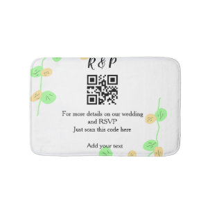 Wedding website rsvp q r code add name text thr bath mat