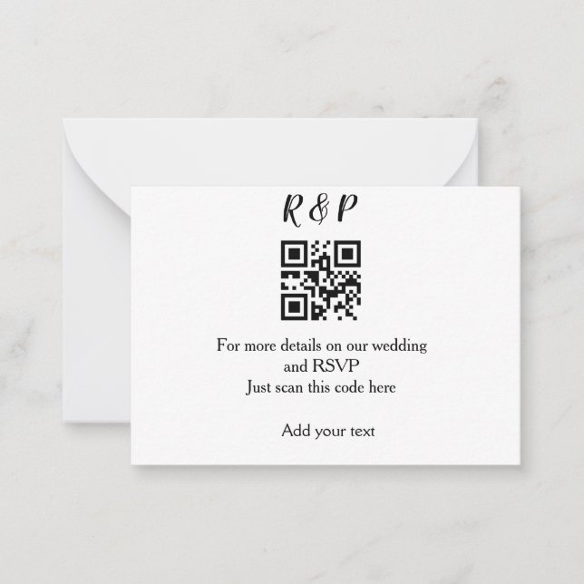 Wedding website rsvp q r code add name text thr card (Front)