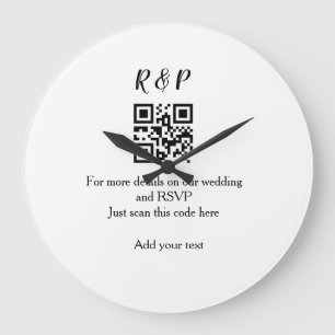 Wedding website rsvp q r code add name text thr large clock