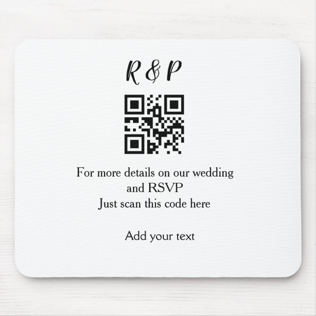 Wedding website rsvp q r code add name text thr mouse pad (Front)