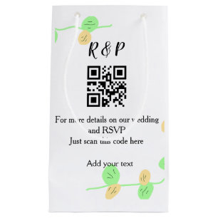 Wedding website rsvp q r code add name text thr small gift bag