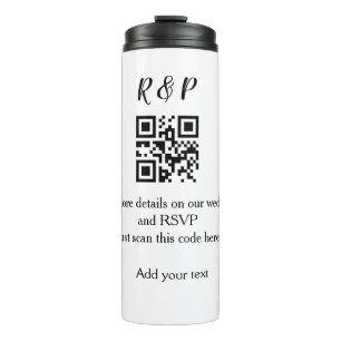 Wedding website rsvp q r code add name text thr thermal tumbler