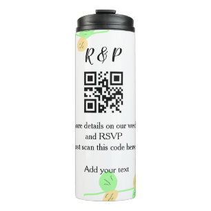 Wedding website rsvp q r code add name text thr thermal tumbler