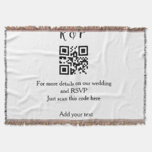 Wedding website rsvp q r code add name text thr throw blanket