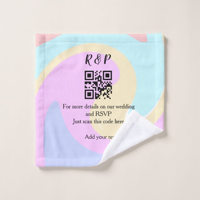 Wedding website rsvp q r code add name text  wash cloth (Wash Cloth)