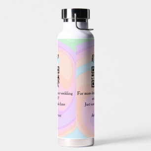 Wedding website rsvp q r code add name text water bottle