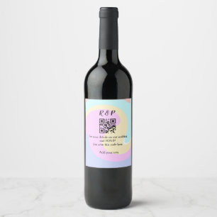 Wedding website rsvp q r code add name text  wine label