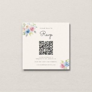 Wedding Website RSVP QR Code Photo pastel florals Enclosure Card