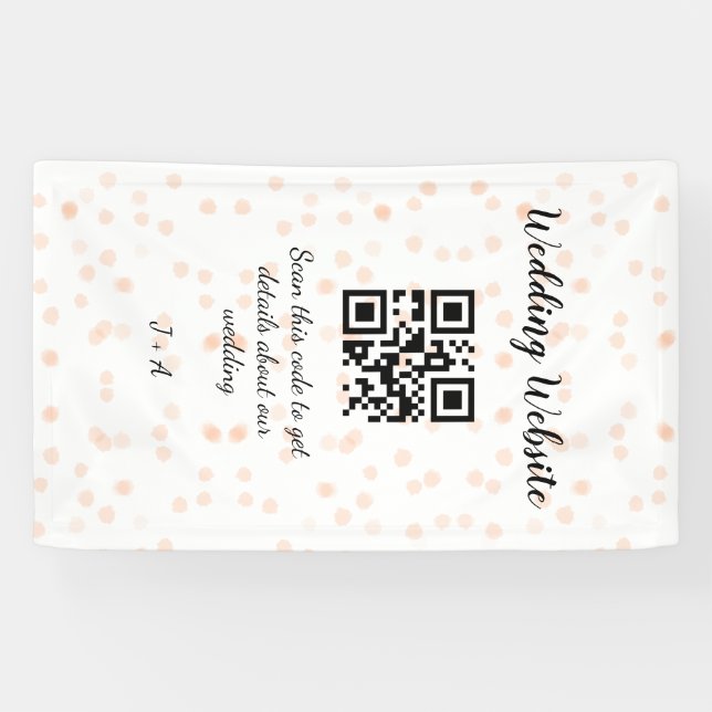Wedding website scan QR code for details orange so Banner (Horizontal)