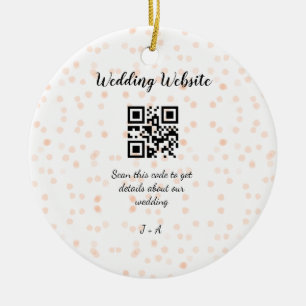 Wedding website scan QR code for details orange so Ceramic Ornament