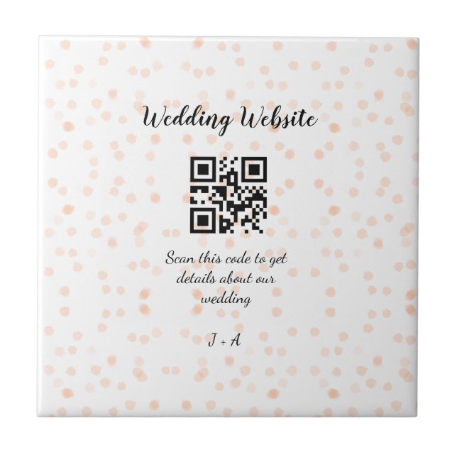 Wedding website scan QR code for details orange so Ceramic Tile (Front)