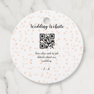 Wedding website scan QR code for details orange so Favour Tags