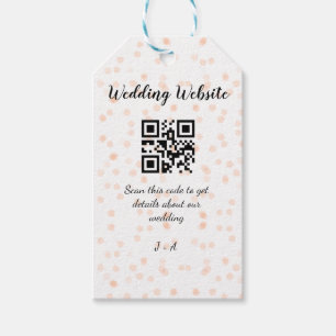 Wedding website scan QR code for details orange so Gift Tags